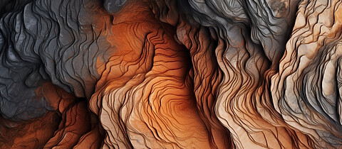 Organic tapestry: woven by erosion, painted in earthy colors, textures, and natural undulations.
